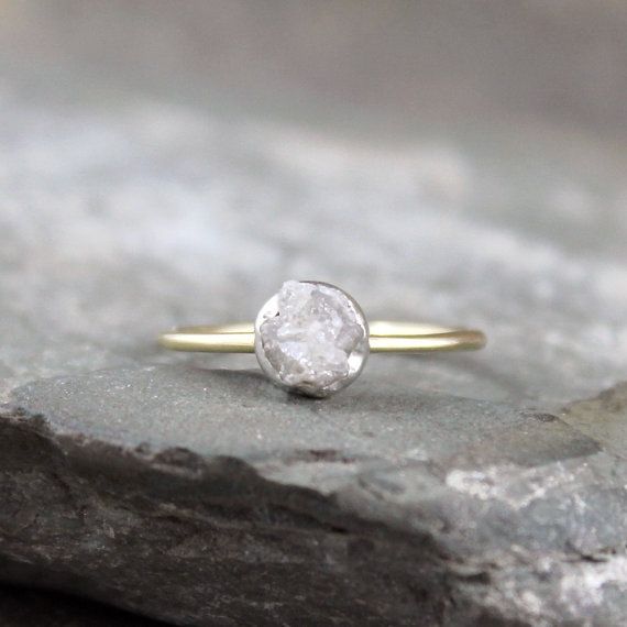 Raw Diamond Ring14K Yellow GoldSterling by ASecondTime  Love love love love