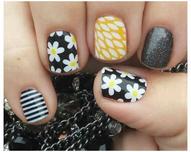 Simply Daisy, Sunny Lotus, Tungsten, black and white stripe wraps by Jamberry