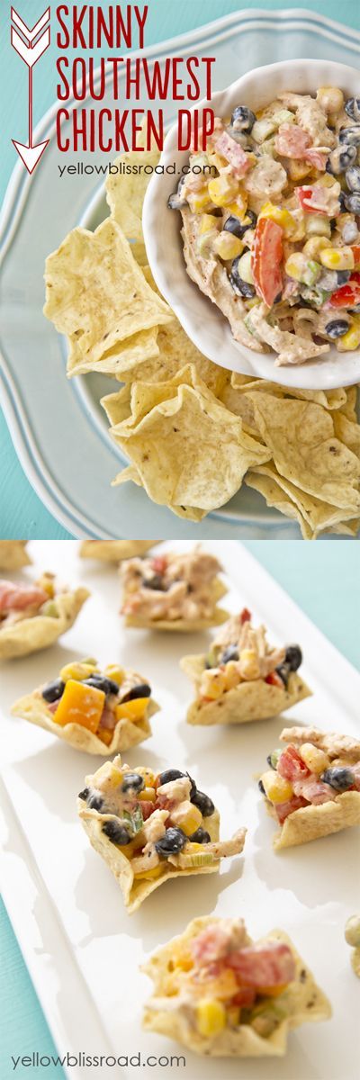 Skinny Southwest Chicken Appetizer recipe ~ Greek Yogurt makes this recipe just as healthy as it is delicious!   Says: Its definitely doesnt taste healthy, but it