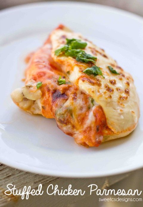 stuffed chicken parmesan – this meal takes 5 minutes of active time and is SO