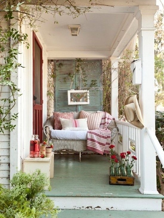 Take 5:  All about The Cottage Porch  The tall shutters painted aqua would look good on my front