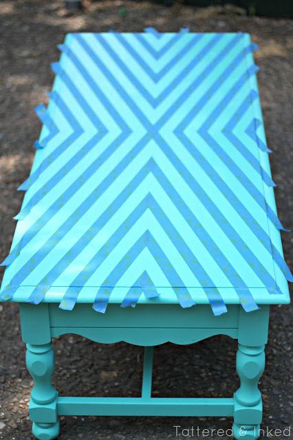 Tattered and Inked: Geometric Coffee Table Makeover with