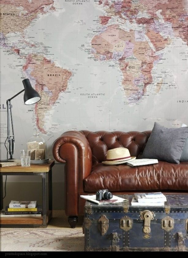 3. Use old maps in your decor! Create awesome wall murals using old maps, or just frame some of them and hang them on your walls. Another idea is to decorate the lampshades with maps. The older, the