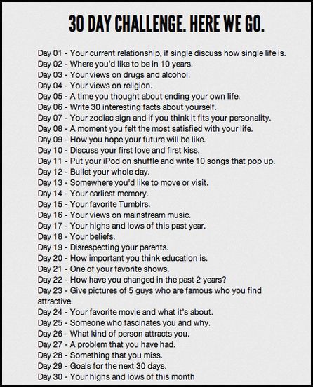 30 day writing challenge –