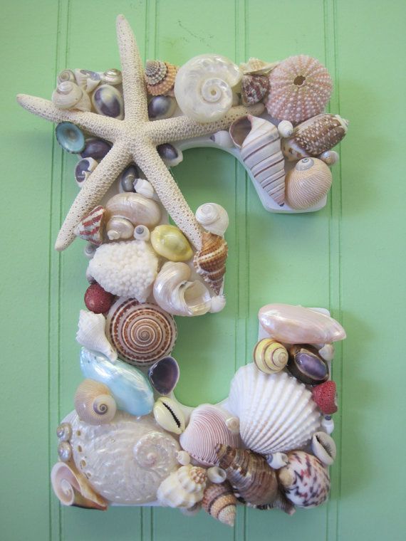 Beach Decor Shell Letters  Colorful Shell Letters  por LiveCoastal,