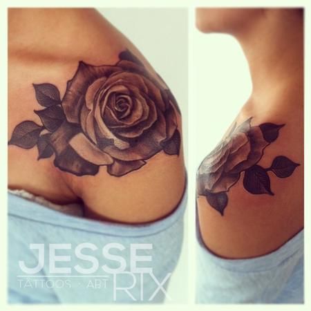 Black and Gray Rose by Jesse Rix, i will have a rose tattoo for my great