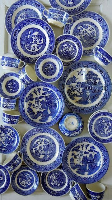 Blue Willow. I remember these dishes from my best friends house…. Having a little too much fun  she broke a couple and learned just how expensive they