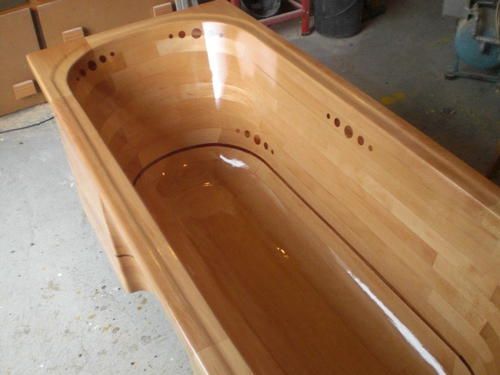 Building a wooden bathtub.