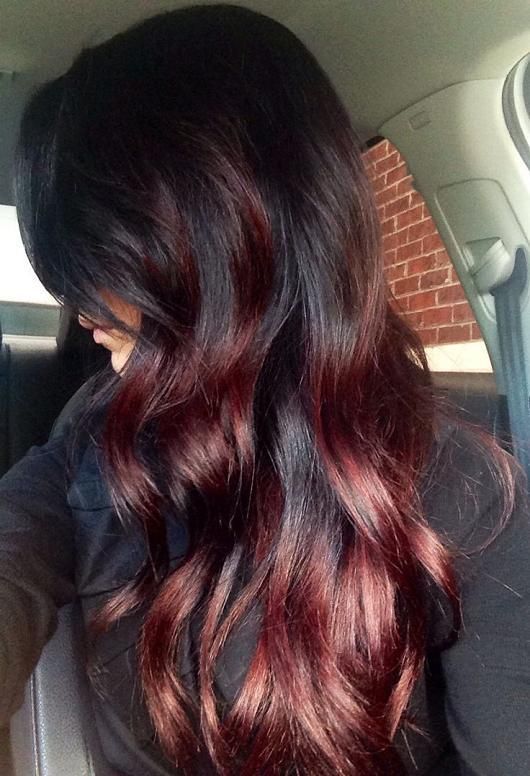 Dark Red on Black Hair