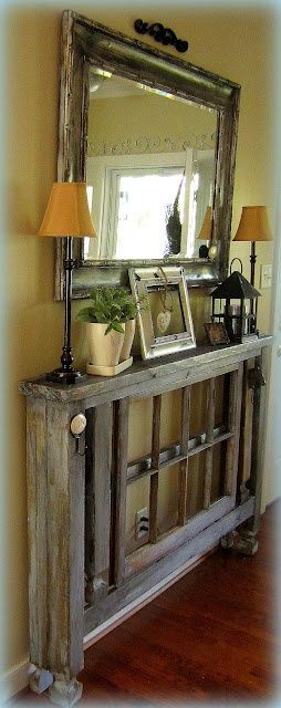DIY Entry Table when you dont have a lot of room- make out of new deck posts- plus other cute