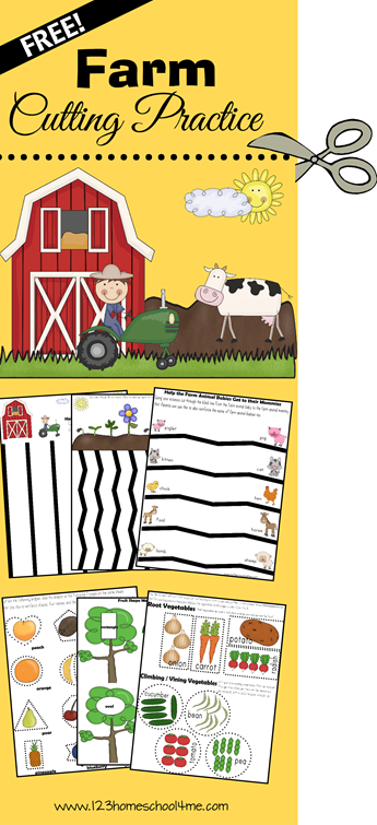 Farm themed cutting pages