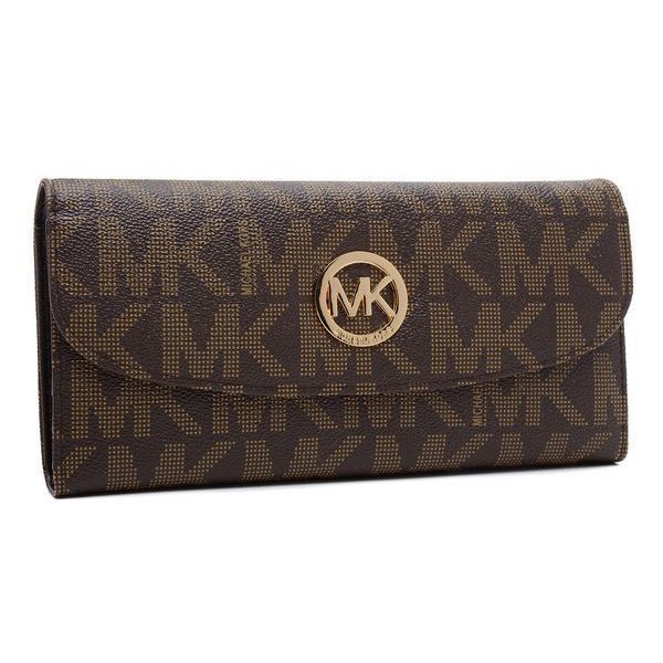 Fashionable And Cheap Michael Kors Logo Signature Large Coffee Wallets Lets Your Life Full Of Laugh And