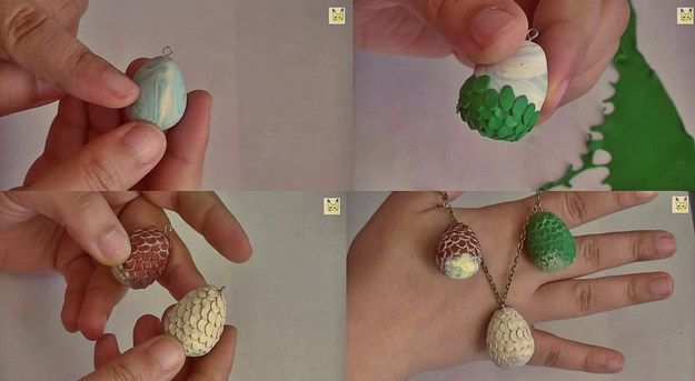 Feel like a total Khaleesi wearing this easy Game of Thrones dragon eggs necklace. | 19 Awesome Craft Projects You Can Make With Polymer