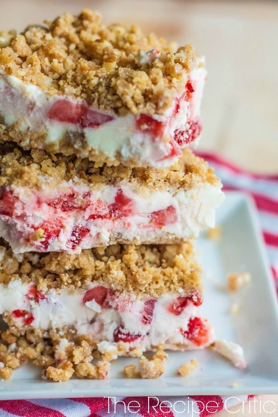 Frozen Strawberries and Cream Dessert Recipe ~ Says: I cant even describe how amazing this recipe turned out.  I loved the crust surrounding the frozen dessert.  It gave it a little crunch and