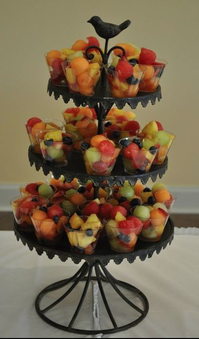 Fruit cups for a party. Jus
