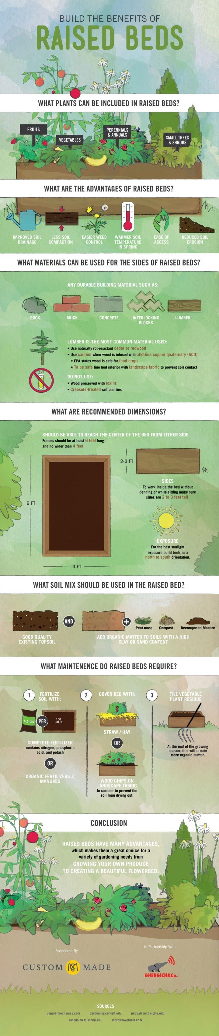 Gardening in Raised Beds Infographic.  Informative, simple and