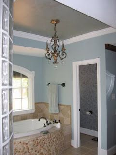 gray painted ceiling in Den