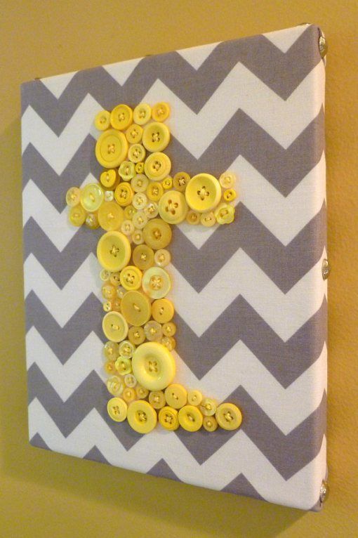 Grey and yellow button art!