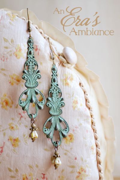 Handmade, Patina, Art Nouveau, Earrings, Neo Victorian, Upcycled, Enchanting, An Eras Ambiance Jewelry, Terah Ware, Handcrafted, Floral, Patina, Repurposed, Vintage,