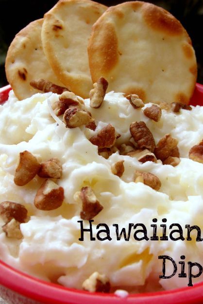 Hawaiian Dip ~ Cream Cheese, Coconut, Pineapple, and Nuts or Cherries to top dip