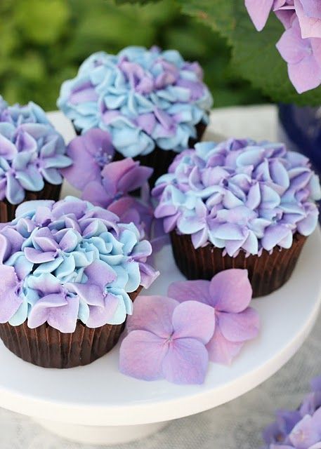 Hydrangea Cupcakes.  I want