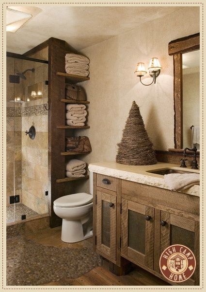I love a lot of things about this bathroom!  1. How the stones run into the wood flooring like a river! 2. Neutrality of color. Someday at the