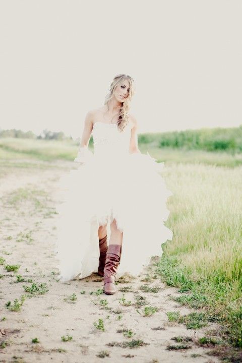 I love the high/low look its perfect to show off cowboy boots! Such a fun wedding