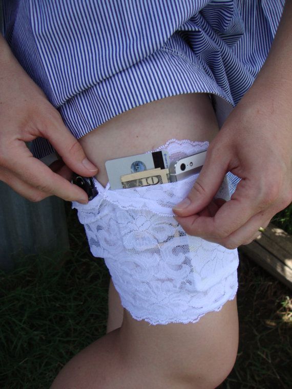 Lace Garter Purse, Thigh Purse, Holster – I.D., Money, Credit Card, Passport, Pepper spray, Phone, Knife, Insulin Pump by Shooting Tulips on Etsy,