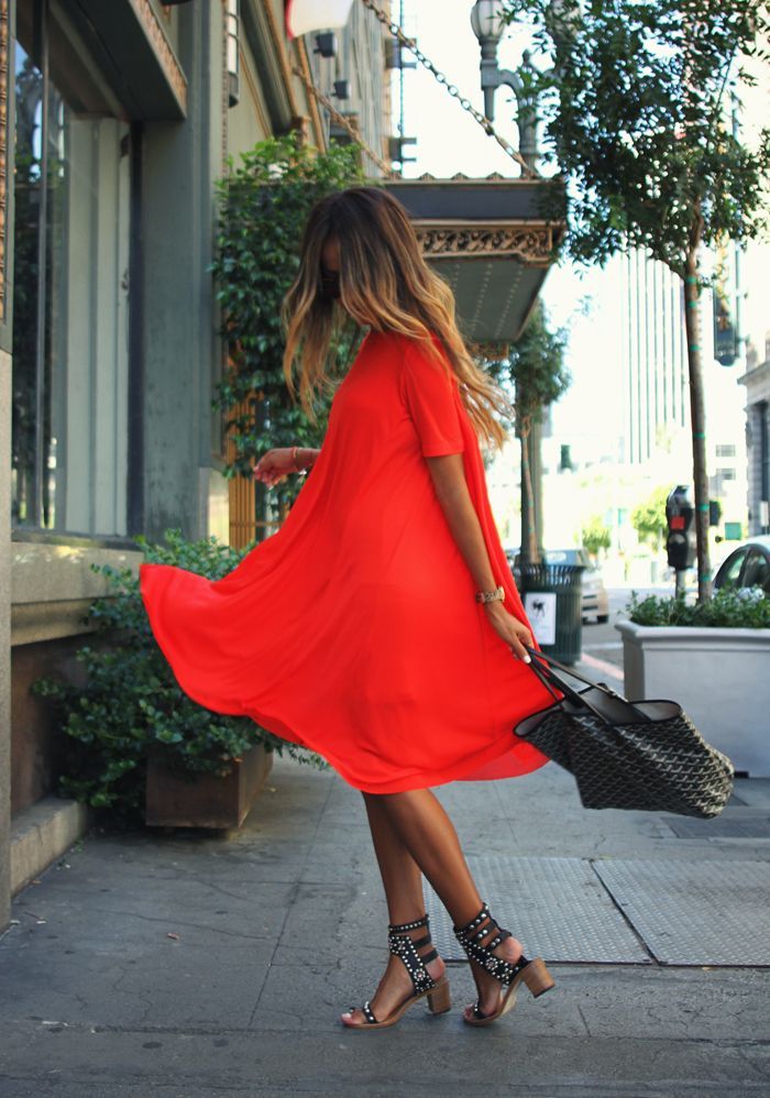 Lady in red.