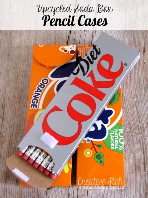 love these upcycled soda box pencil cases … how