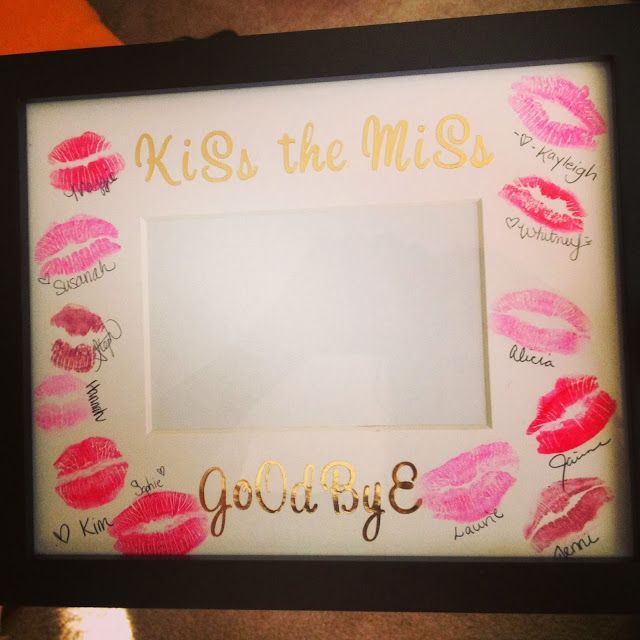 Love This!! Cheap and easy DIY bachelorette party gift: plain mat with stickers, guests apply lipstick, kiss and