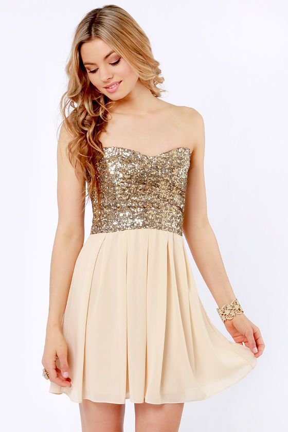 Lulus- Strapless Dress – Sequin Dress – $102.00 … possible 8th grade graduation
