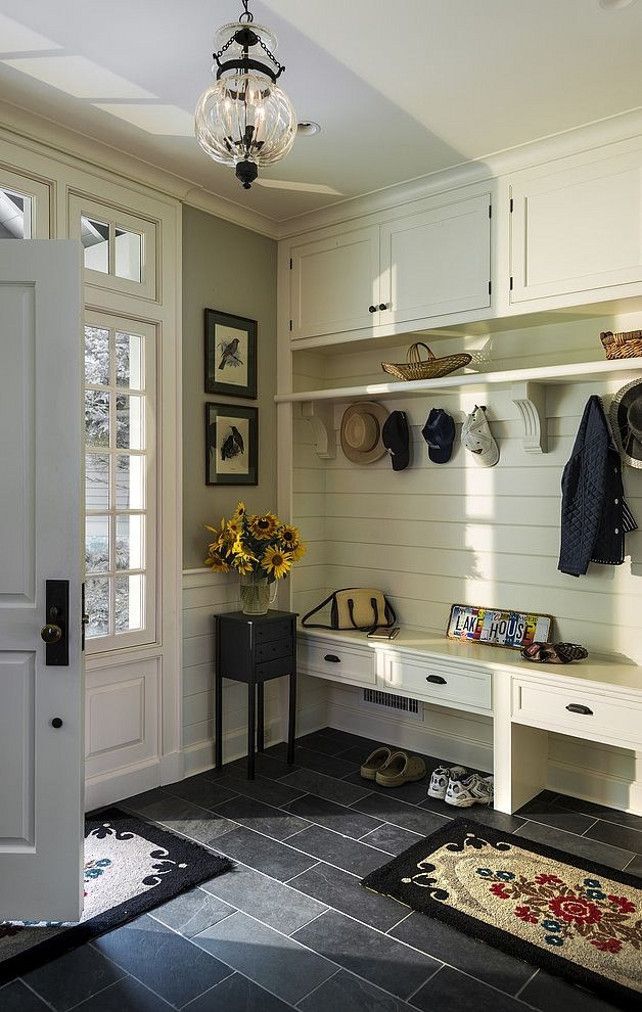 Mudroom with lots of storage! #mudroom These benches/drawers would work for us w/o moving heating