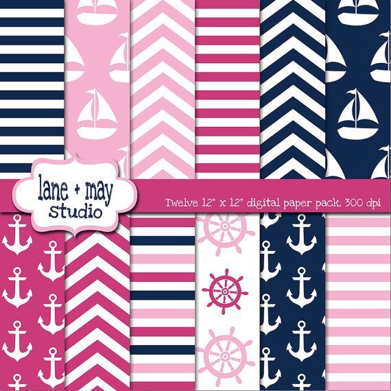 pink and navy blue nautical