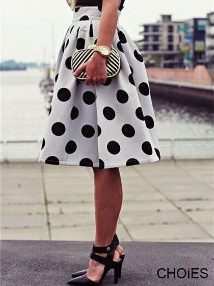 Super Cute! Love this Black and White Polka Dot Skater Skirt. I need this in my