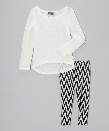 Take a look at this Black & White Hi-Low Tunic & Leggings by Lori & Jane on #zulily today! Tween