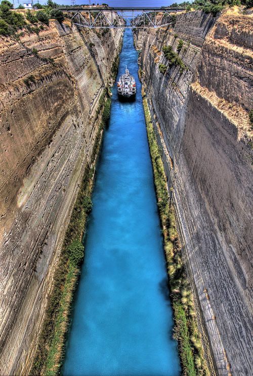 The amazing Corinth Canal in Greece.. absolutely adore this place, and the bungee jumping shop just around the corner!