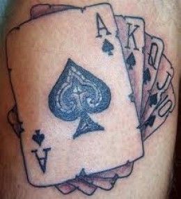 Things to put in it #4 – playing cards. Scattered around the tattoo. All hearts