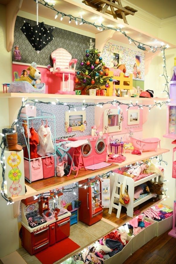 This full wall rendition sized for an American Girl Doll. | 41 Dollhouses That Will Make Wish You Were A Tiny