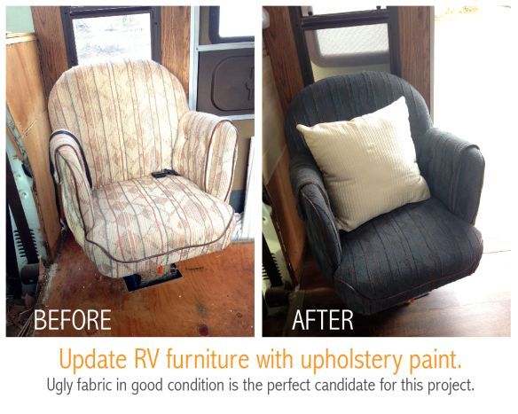 Update RV upholstery with Simply Spray fabric paint. Cheap and easy. #upholstery #fabric