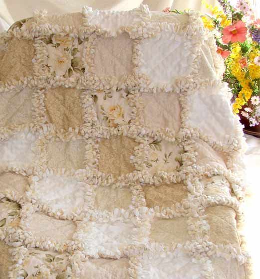 white/cream/beige rag quilt – inspiration only – this is item for sale, but wouldnt this be a lovely quilt for a wedding gift?  ************************************************ (repin) – #rag