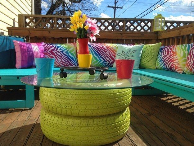 11 Super Cool DIY Backyard Furniture Projects • Lots of Ideas and Tutorials! Including, from madcap frenzy, this cool upcycled tire coffee