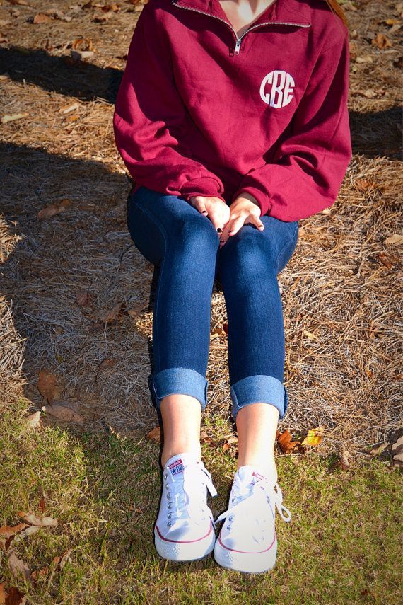 1/4 Zip Monogrammed Pullover in Navy w/ Fantasia Pink or Maroon w/ Snow White (Small)