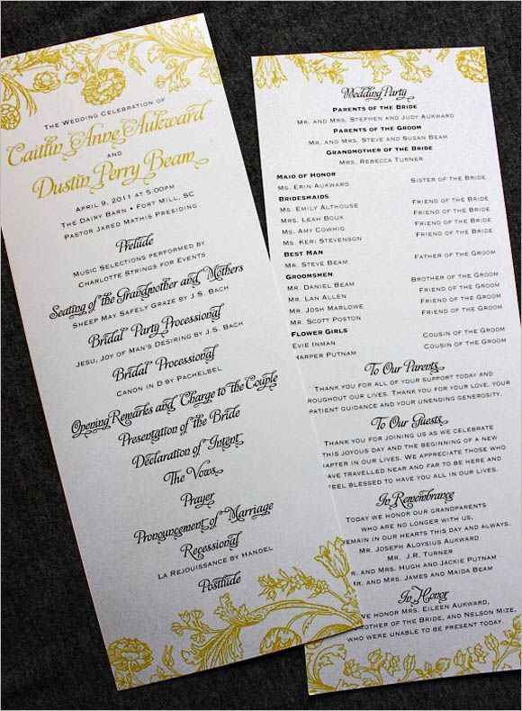 30 Wedding Program Design Ideas To Guide Your Party Guest | Wedding Photography