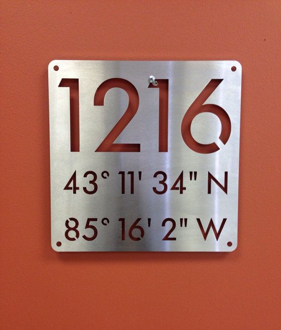 Address Sign with Nautical Coordinates! Custom House Address Numbers and Navigational Coordinates Stainless Steel 12×12″ on Etsy,