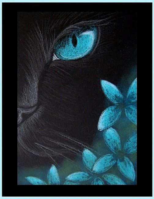 Art: Black Cat – Aqua Flowe