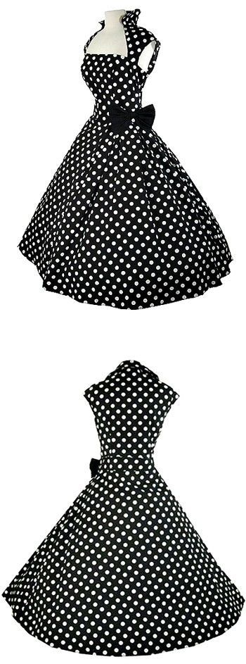 Black polka dot 50s Dress. I need this and a reason to wear