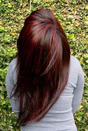 Brunette with Red Highlight