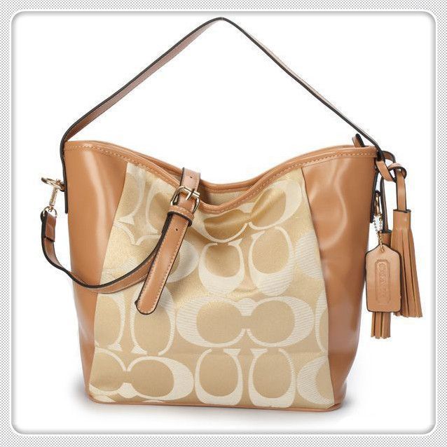 #coach #handbags StylishCoach Legacy In Signature Medium Khaki Shoulder Bags ANS Will Suit Your Style, Come To Purchase