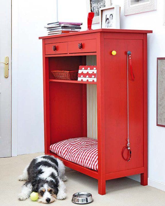 Cute repurposed chest of drawers. Nook for a dog…Nickels needs